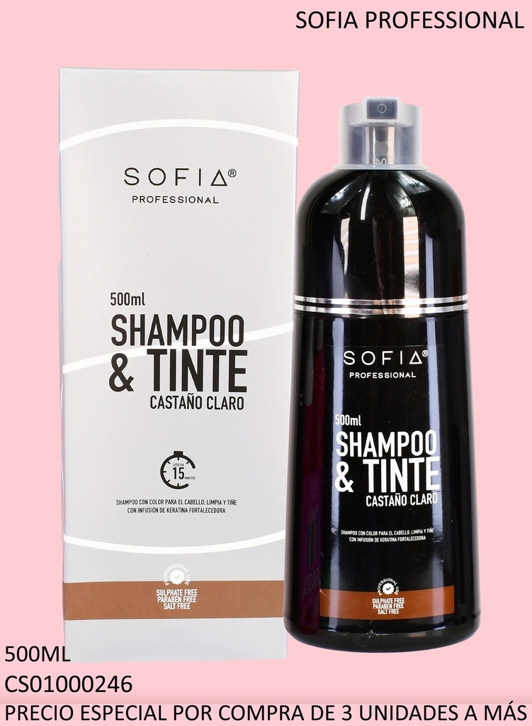 SHAMPOO & TINTE CASTAÑO CLARO SOFIA 500ML S132C