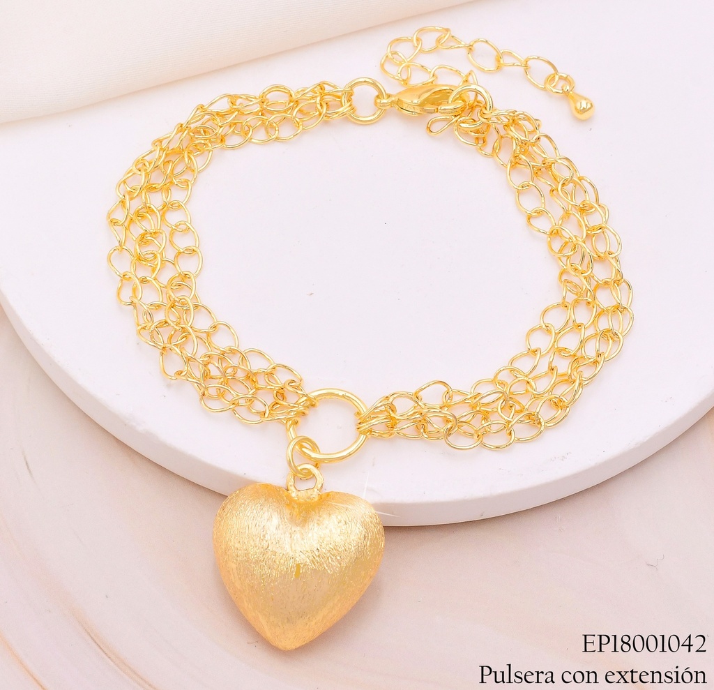 PULSERA MULTIPLES CADENITAS DIJE:CORAZON INF.BE588-9