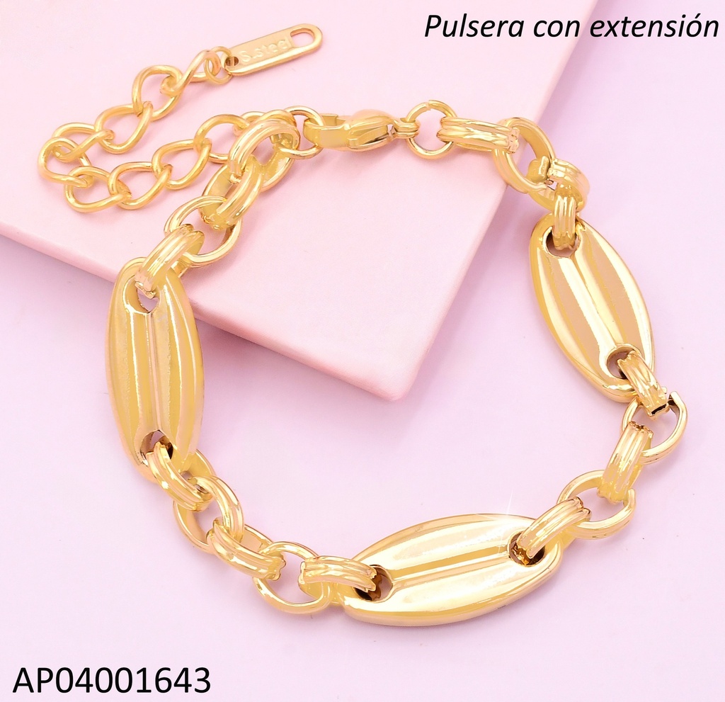 PULSERA DOR ESLABONES GRUESOS OVALADOS BA2290-45
