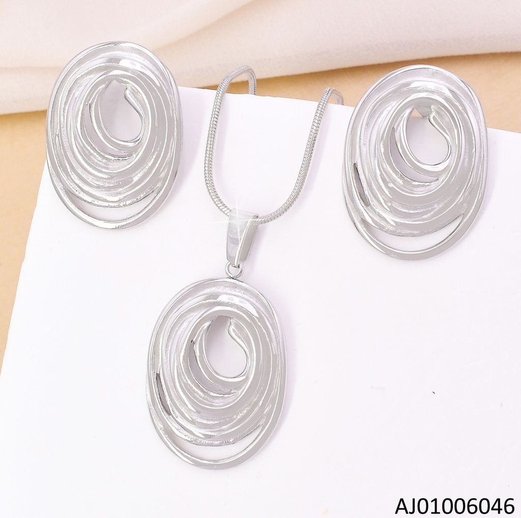 SET PLATEADO CROQUIS OVALOS /CADENA COLA DE RATON 7292-669