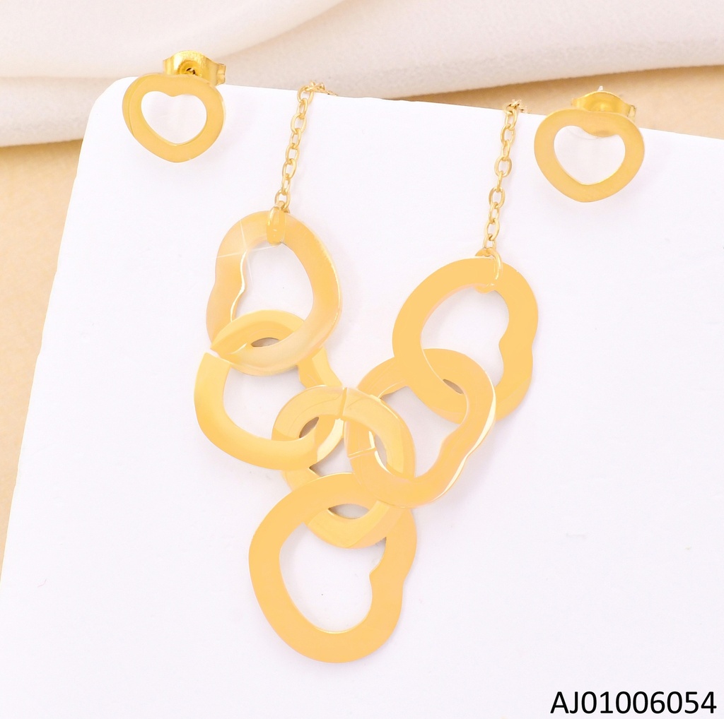 SET DORADO CROQUIS CORAZONES ENTRELAZADOS (6) 0512-480