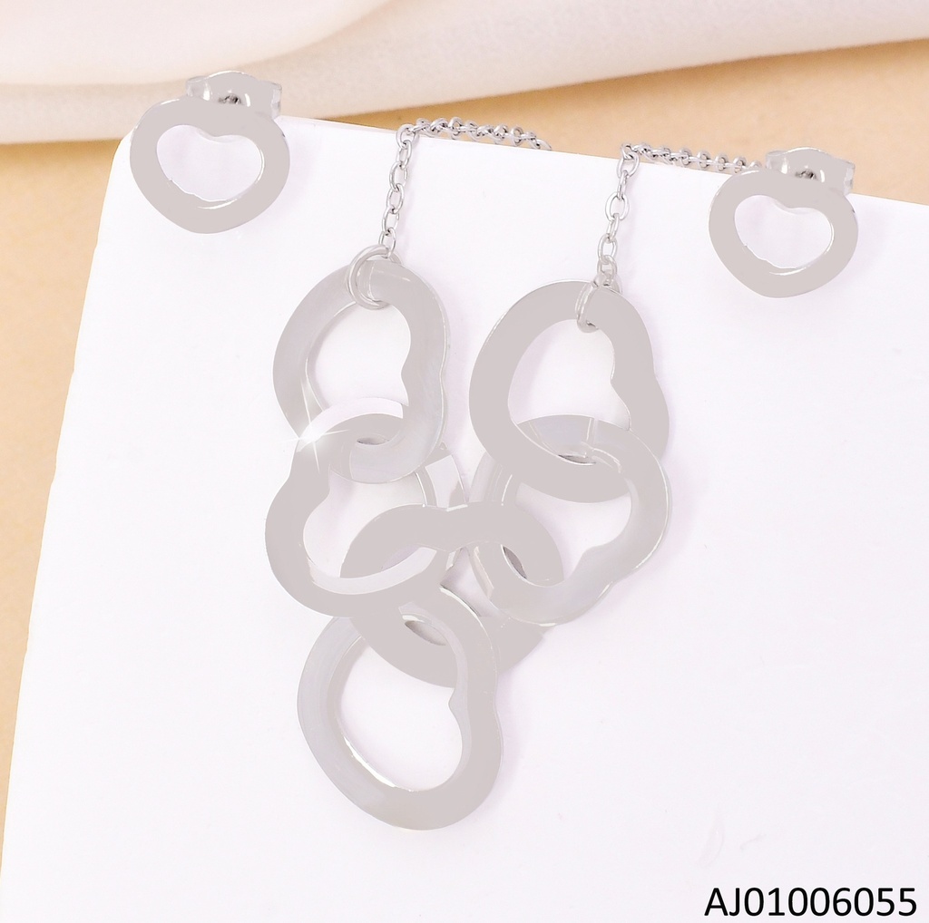 SET PLATEADO CROQUIS CORAZONES ENTRELAZADOS (6) 7346-480