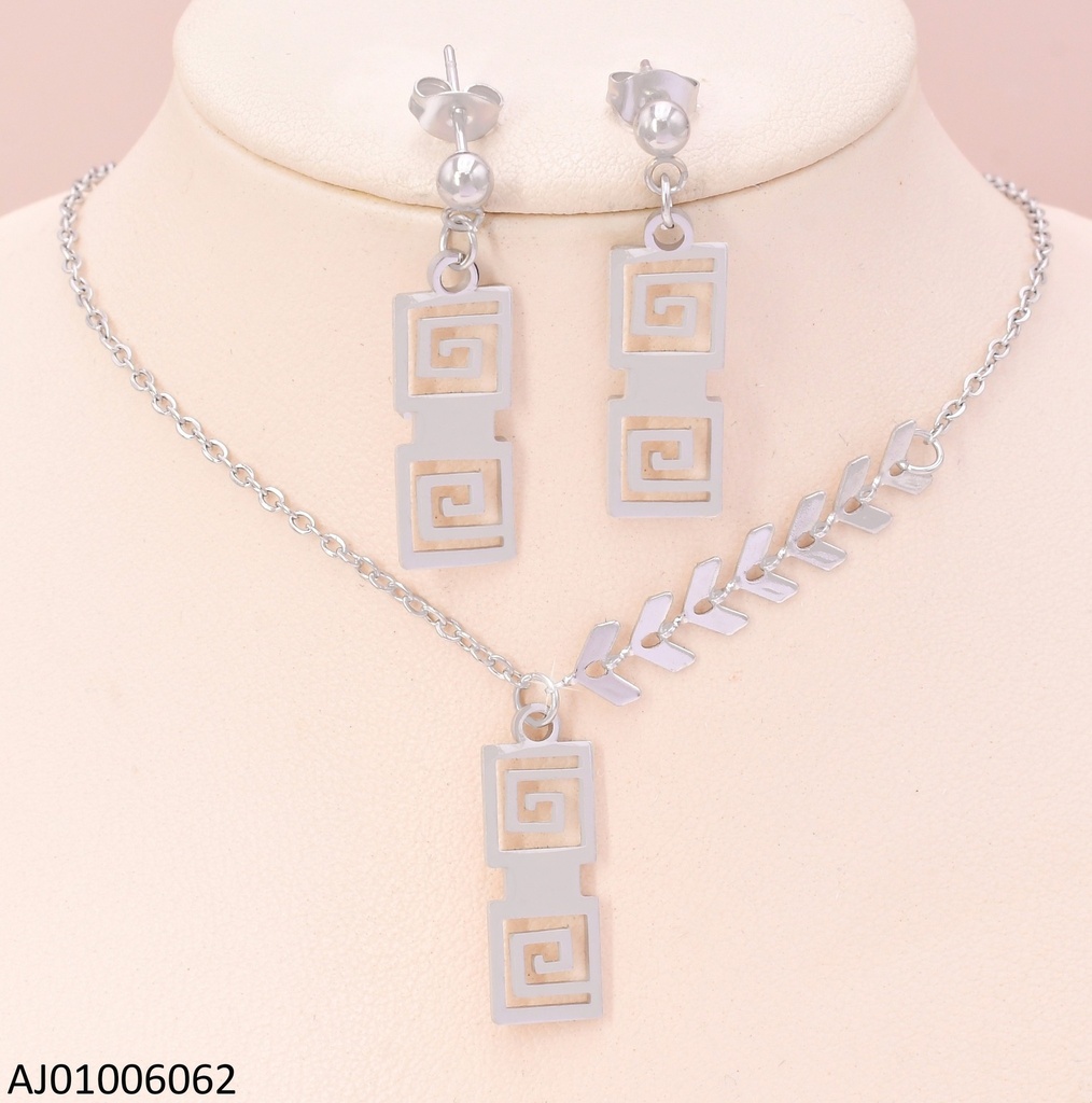 SET PLAT DISEÑO DOBLE CUADROS ESPIRAL/ RAMITAS 7294-698