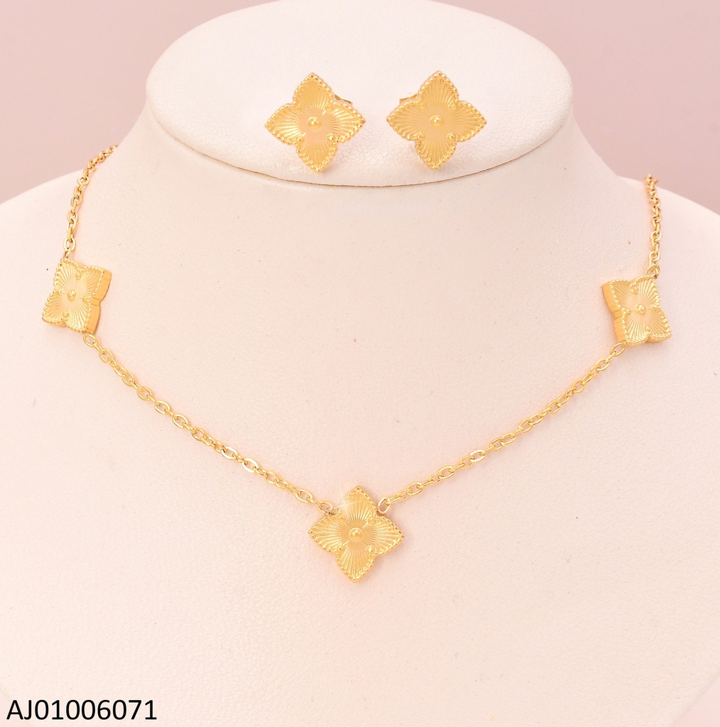 SET DORADO (5) FLORES  4 PETALOS 0258-669