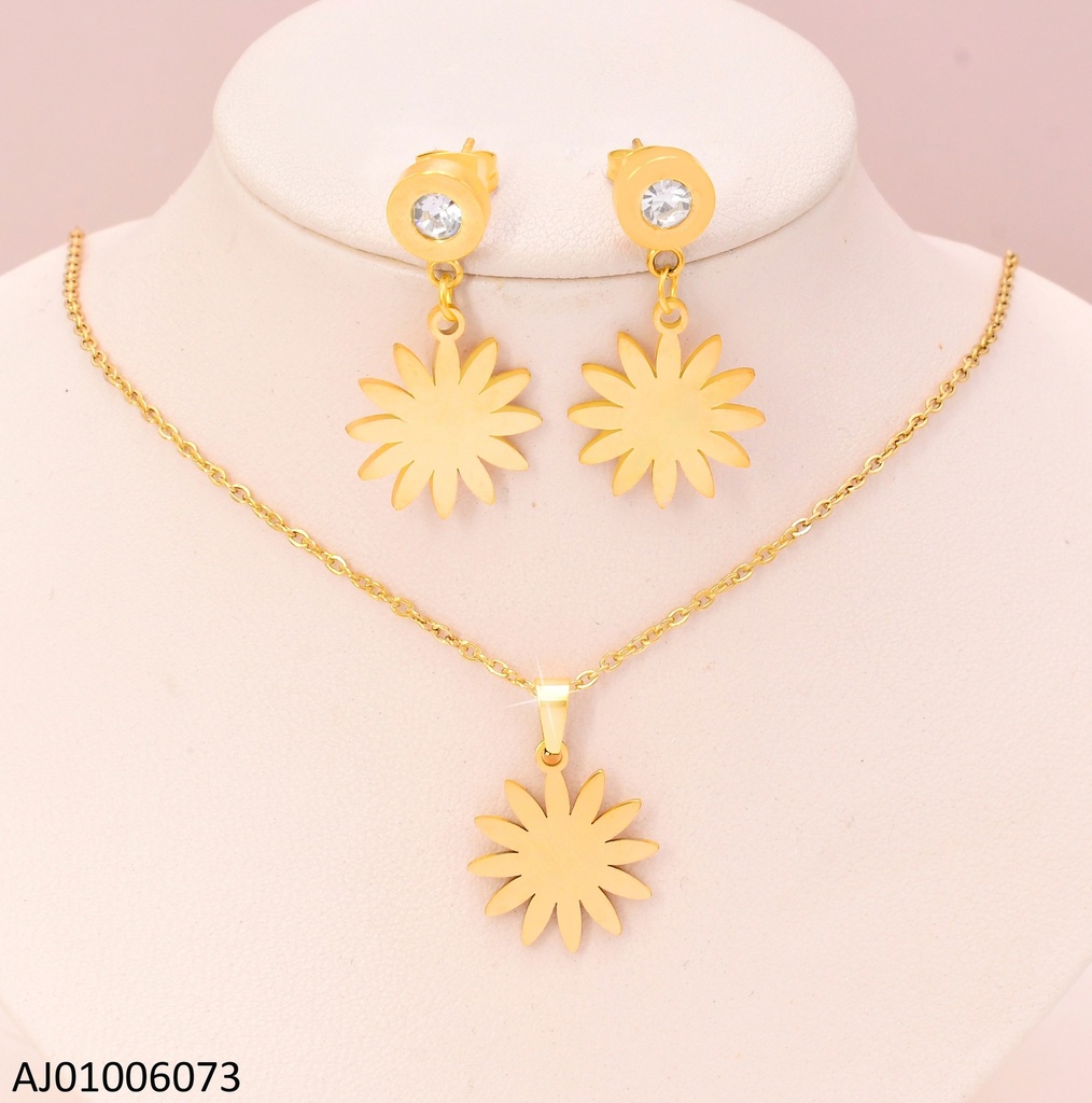 SET DORADO ZIRC. RD / FLOR COLGANTE 9847-698