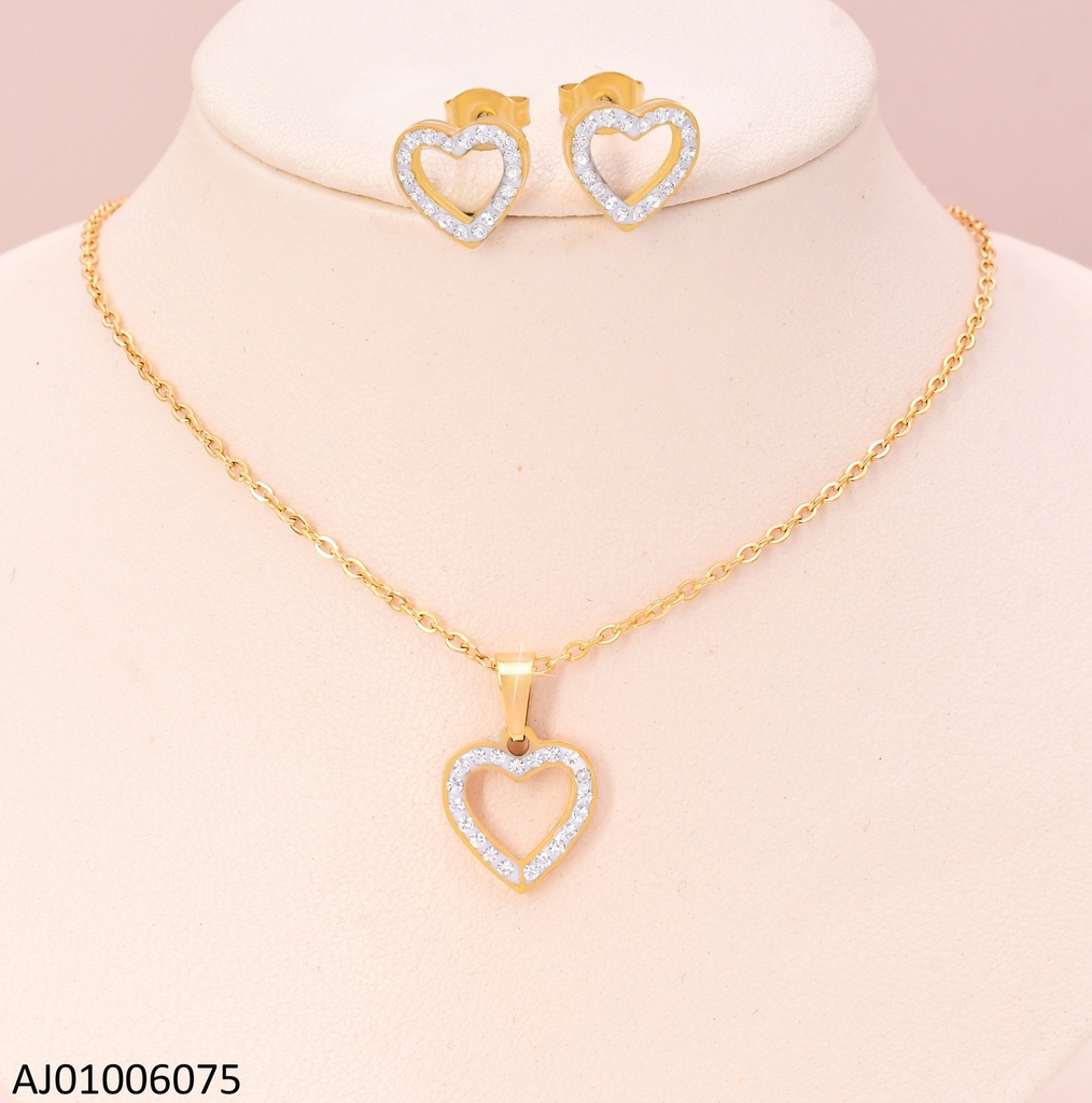 SET DORADO CROQUI CORAZON ZIRC. 0265-731