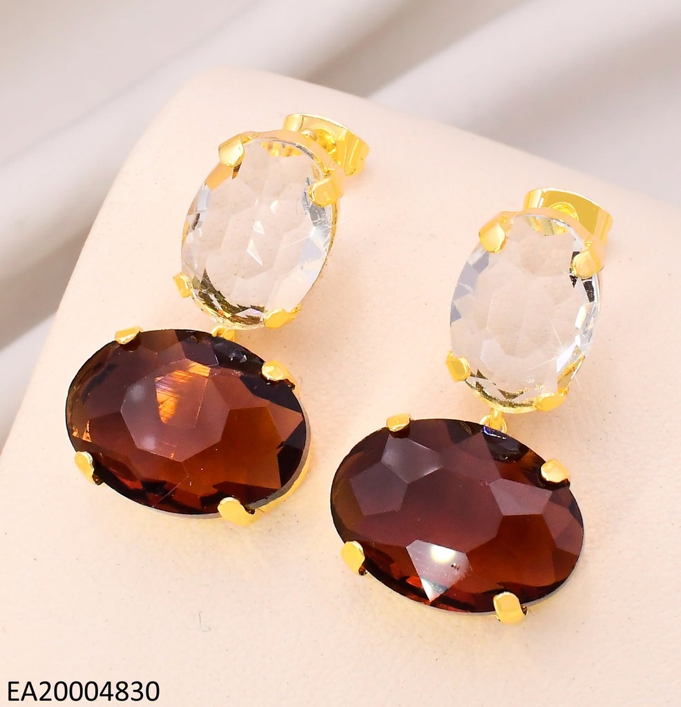 ARETES DOR OVALOS CRISTAL VERT/CAFE HORIZ. EE4028-9