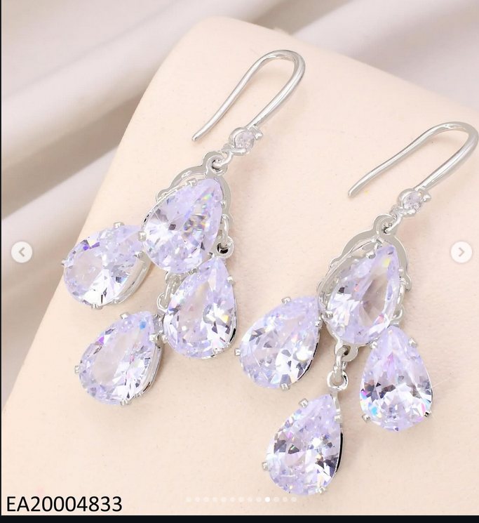 ARETES PLAT. ZIRC EN FORMA DE GOTA CRISTAL EE4347-355