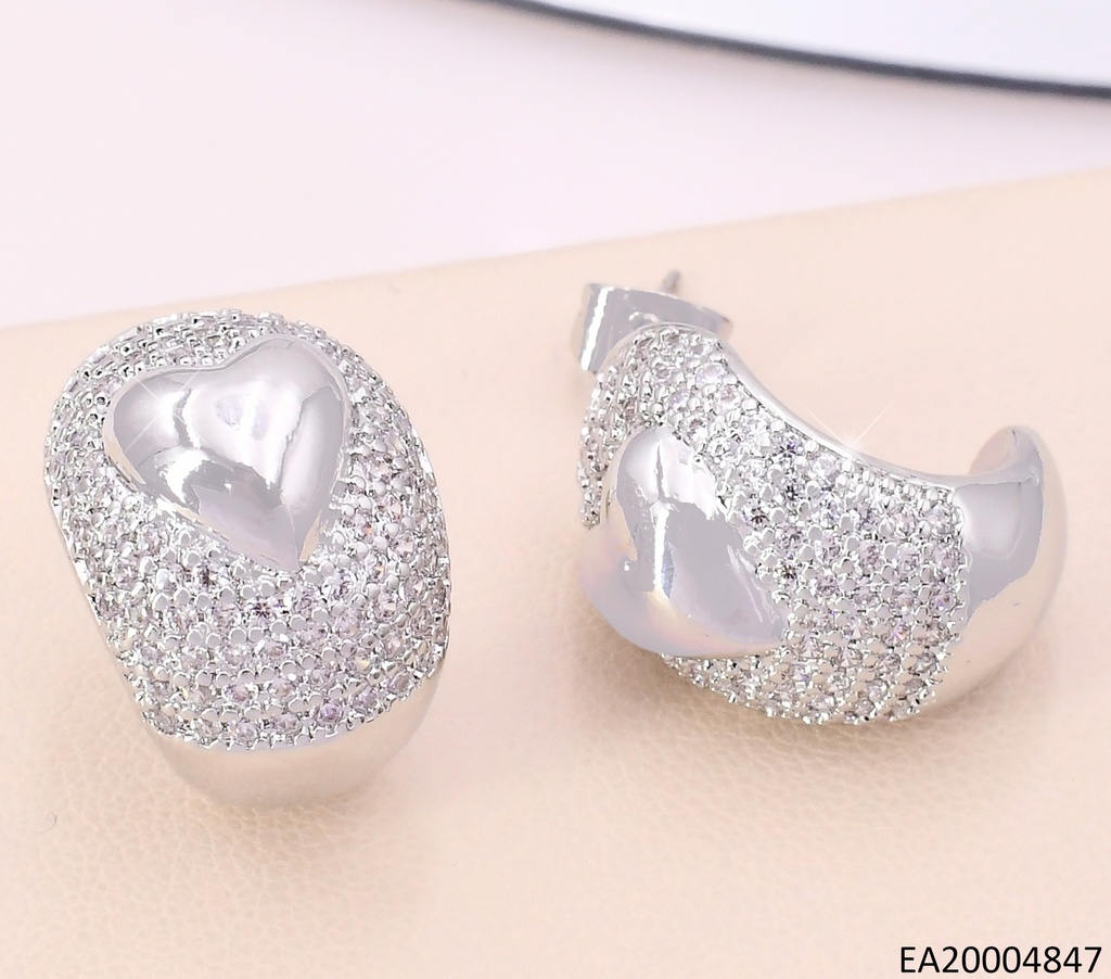 ARETES PLAT "C" ZIRC. / CORAZON LISO CENTRO EE5077-268
