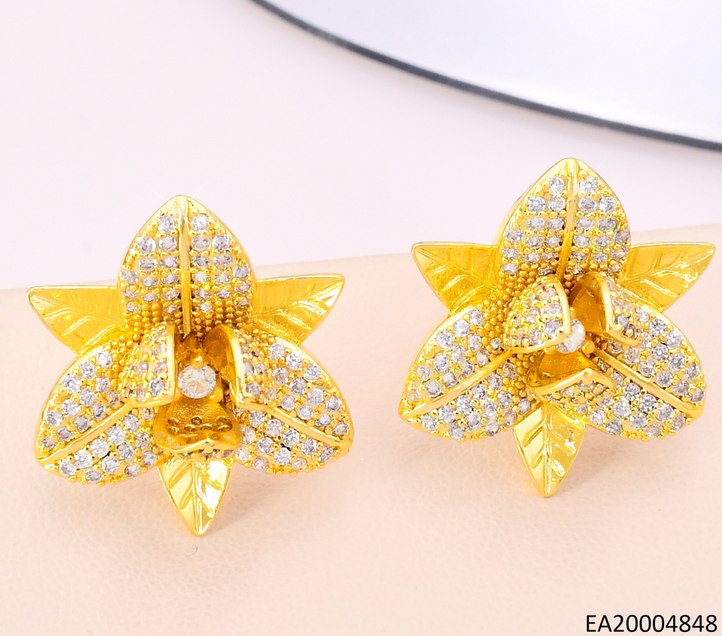 ARETES DOR FLOR ZIRC. PETALOS LEVANTADOS EE5098-268