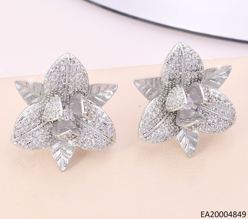 ARETES PLAT FLOR ZIRC. PETALOS LEVANTADOS EE5099-268