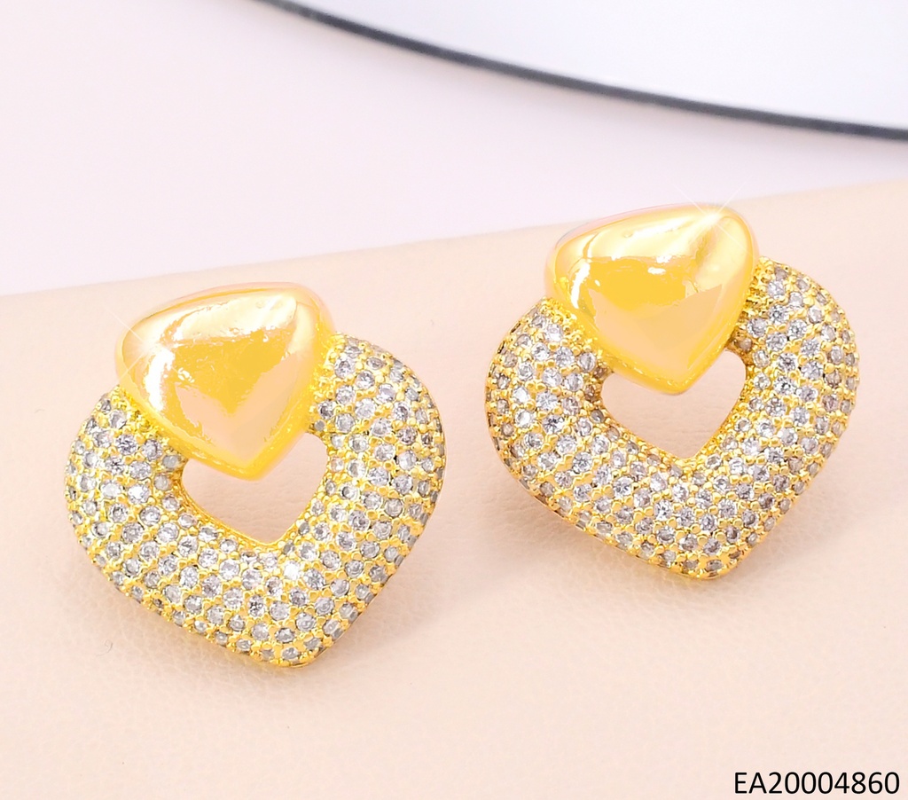 ARETES DOR CORAZON LISO/ CROQUI CORAZON ZIRC. EE5007-268