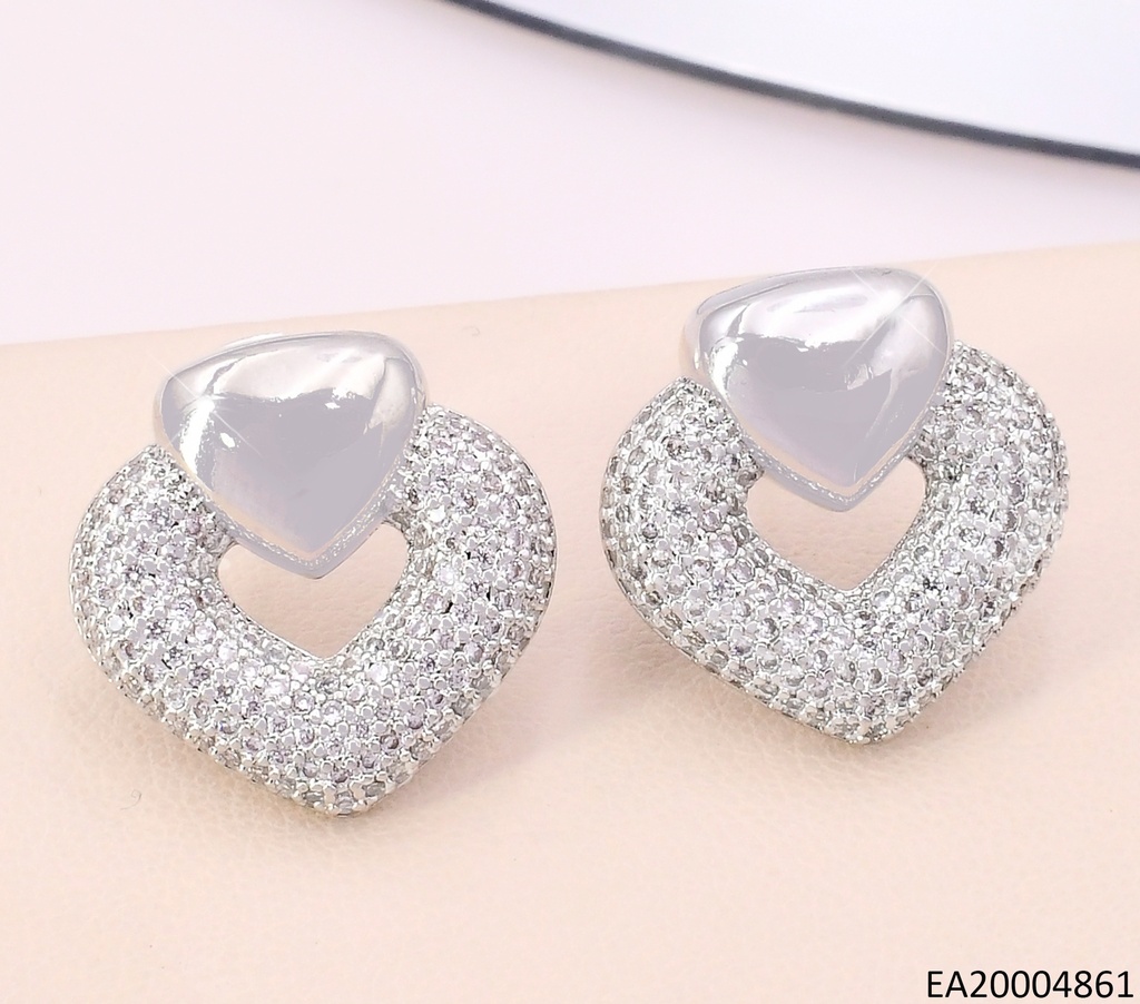ARETES PLAT CORAZON LISO/ CROQUI CORAZON ZIRC. EE5008-268