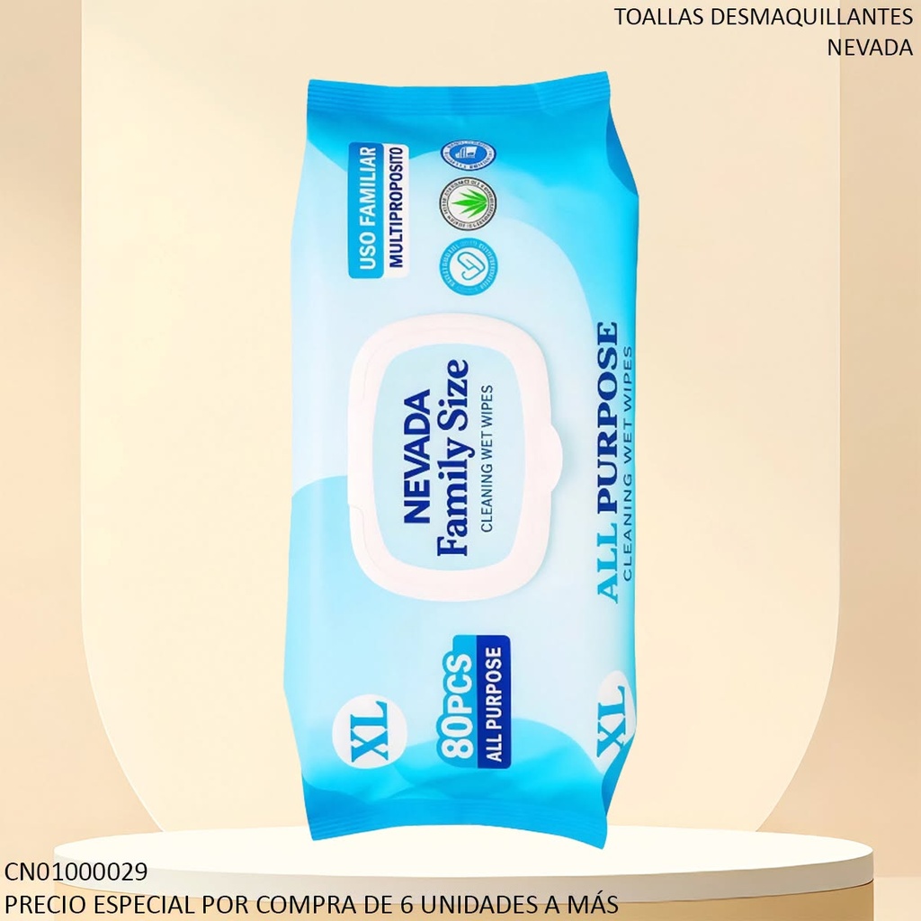 TOALLAS HUMEDAS NEVADA FAMILY SIZE 80PCS NV90105