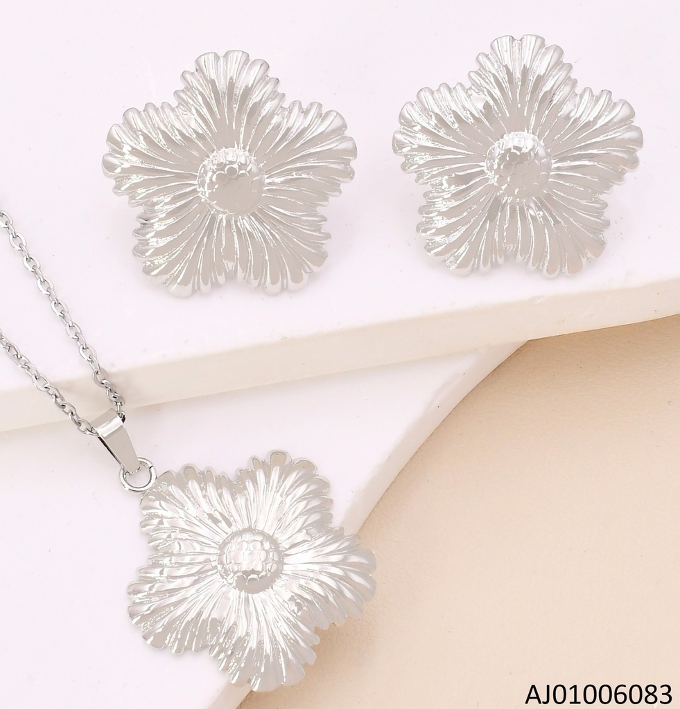 SET PLAT.FLOR GRAB. 5 PETALOS A RAYAS 17369-312