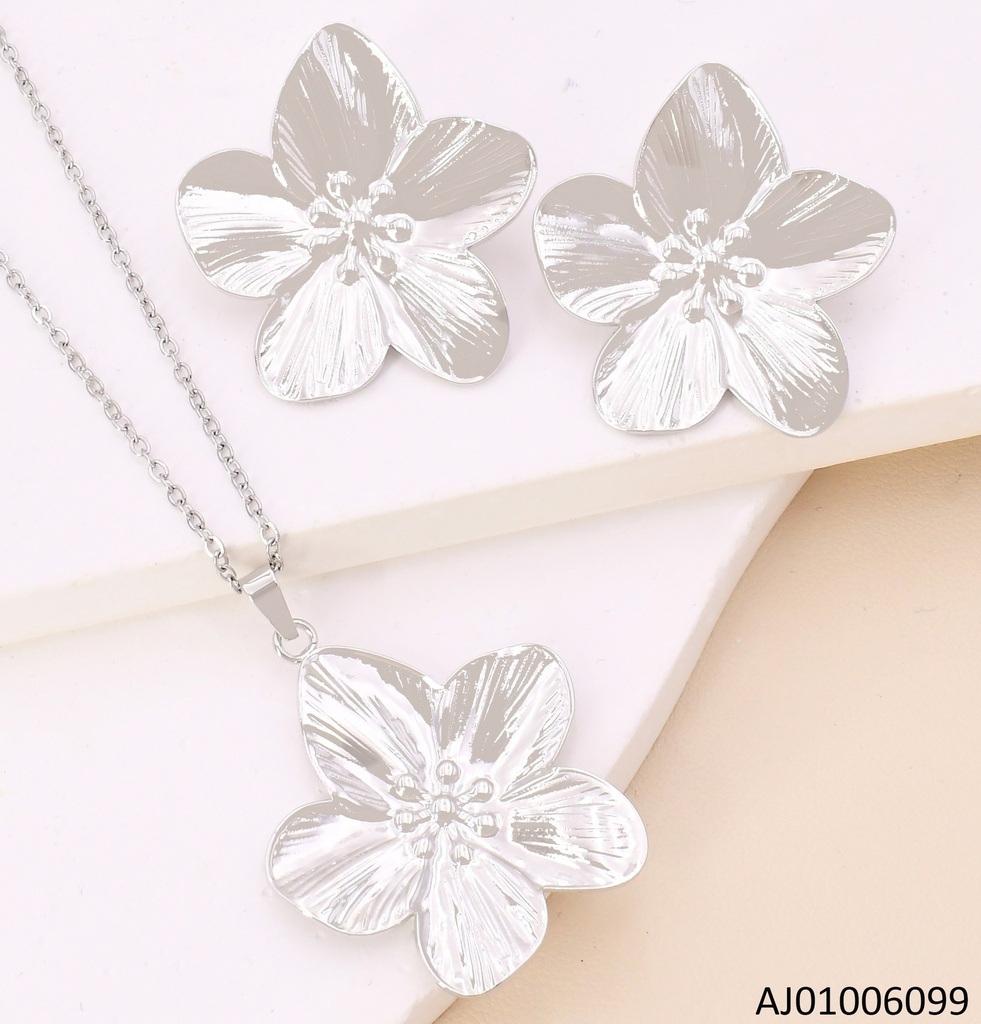 SET PLAT FLOR RAYADA 5 PETALOS 0614-312