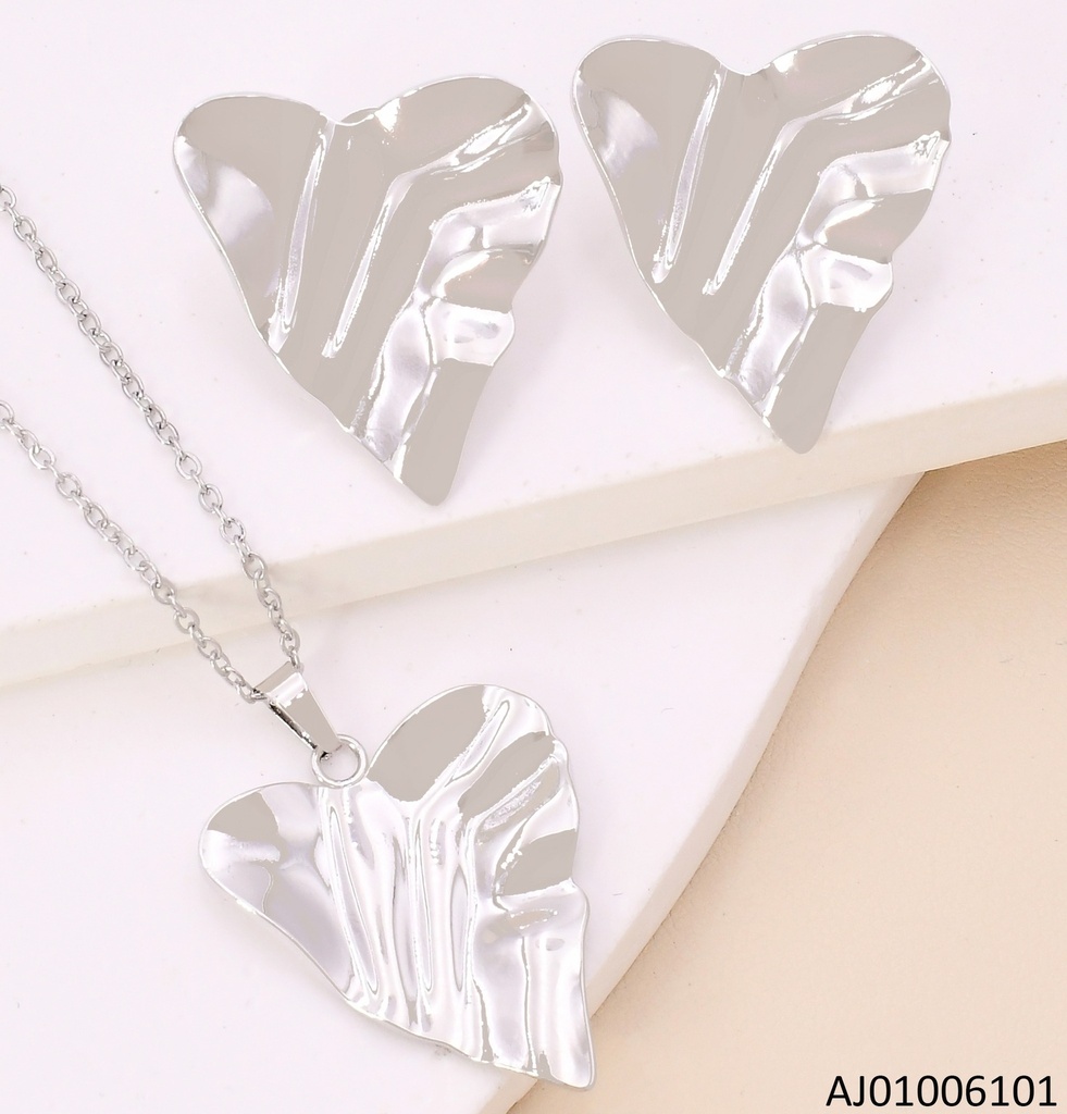 SET PLATEADO CORAZON IRREGULAR 7379-312