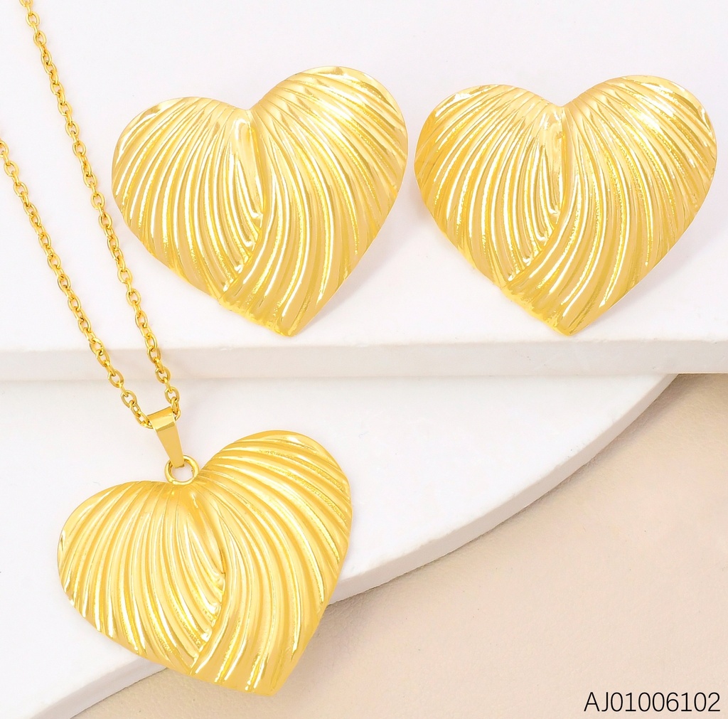 SET DORADO CORAZON RAYADO 0640-312