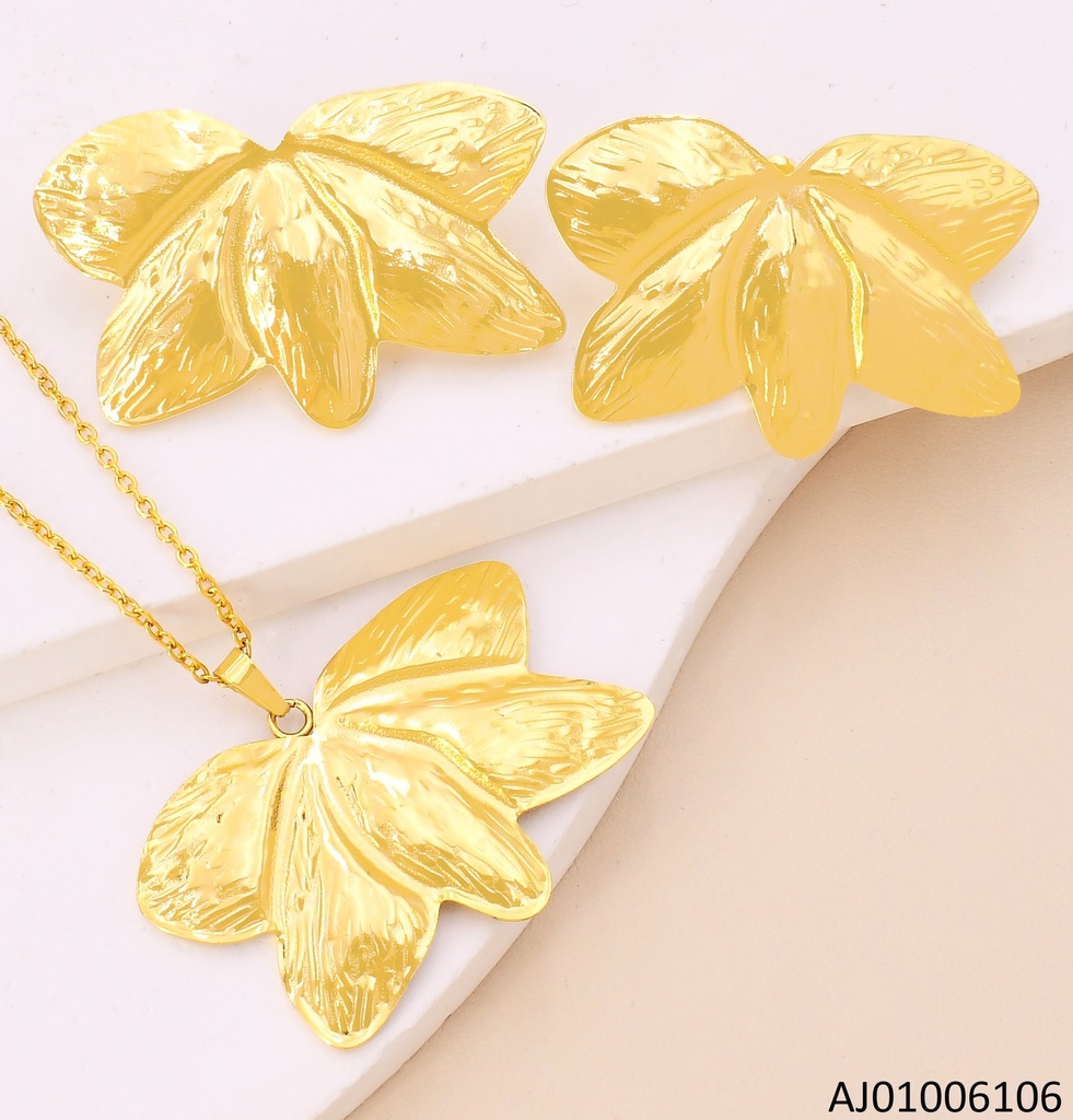 SET DORADO MEDIA FLOR RAYADA 0627-312