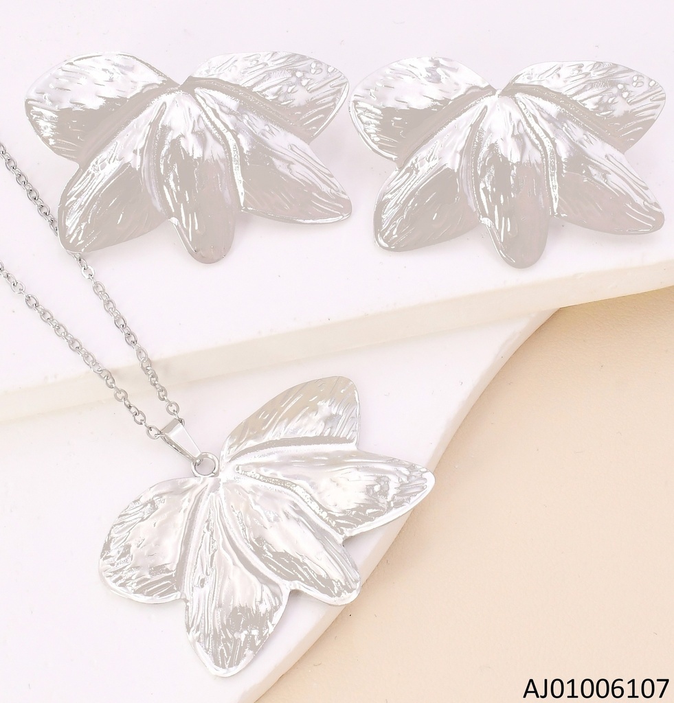 SET PLATEADO MEDIA FLOR RAYADA 7377-312
