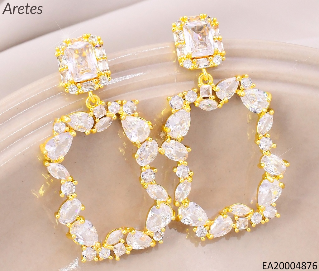 ARETES DOR ZIRC RECT/CROQUI OVALO ZIRC. CRISTALES EE5066-268