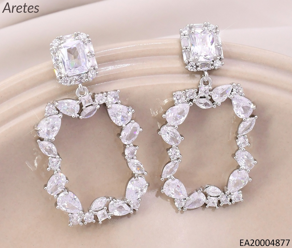 ARETES PLAT  ZIRC RECT/CROQUI OVALO ZIRC. CRISTALES EE5067-268