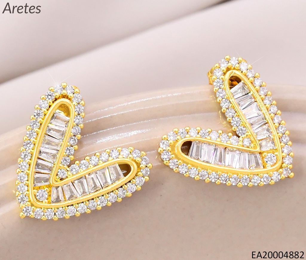 ARETES DOR CORAZON ZIRC RECT / BORDE ZIRC RD EE5005-268