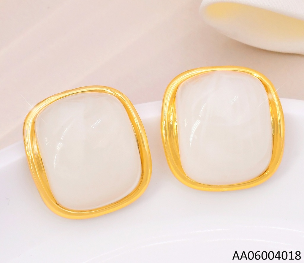 ARETES CUADRO BLANCO / BORDE DORADO EA1296-416