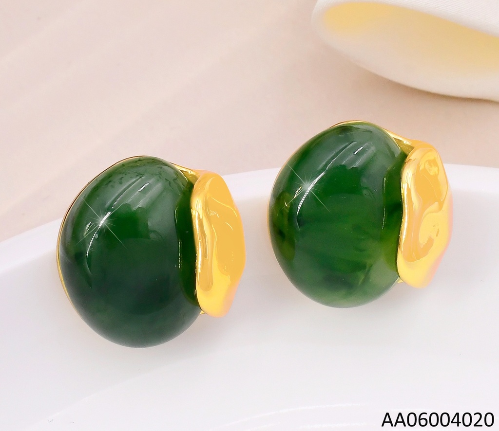 ARETES OVALO VERDE / BORDE DORADO EA1290-416
