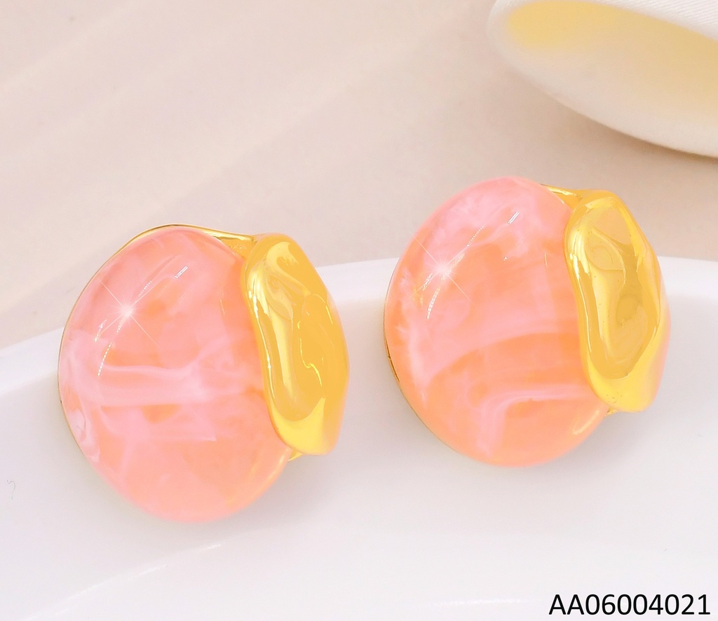 ARETES OVALO ROSADO / BORDE DORADO EA1288-416
