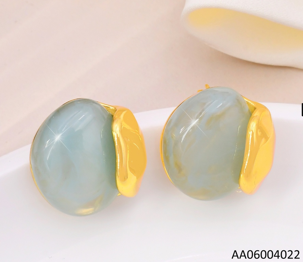 ARETES OVALO GRIS / BORDE DORADO EA1287-416