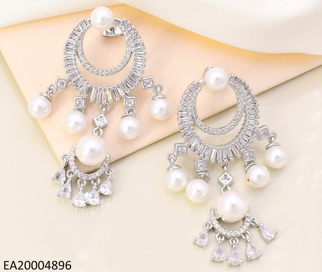 ARETES PLAT DOBLE CROQUI OVALO /PERLAS/ZIRC RECT/ROMBOS EE5056-268