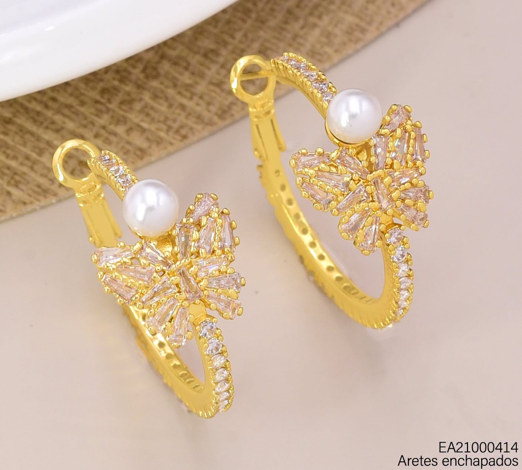 ARGOLLAS DOR ZIRC / MARIPOSA / PERLA PART. SUPERIOR EE5003-268