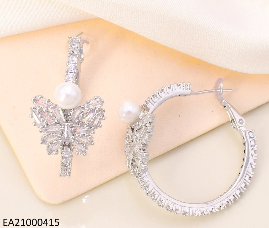 ARGOLLAS PLAT ZIRC / MARIPOSA / PERLA PART. SUPERIOR EE5004-268
