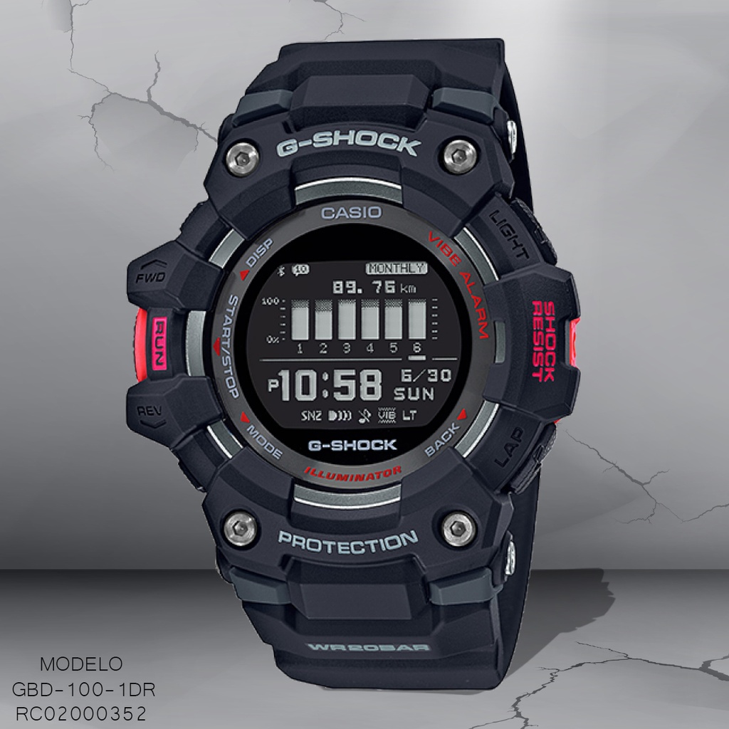 RELOJ CASIO G-SHOCK DIGITAL GBD-100-1DR SILICON NEGRO
