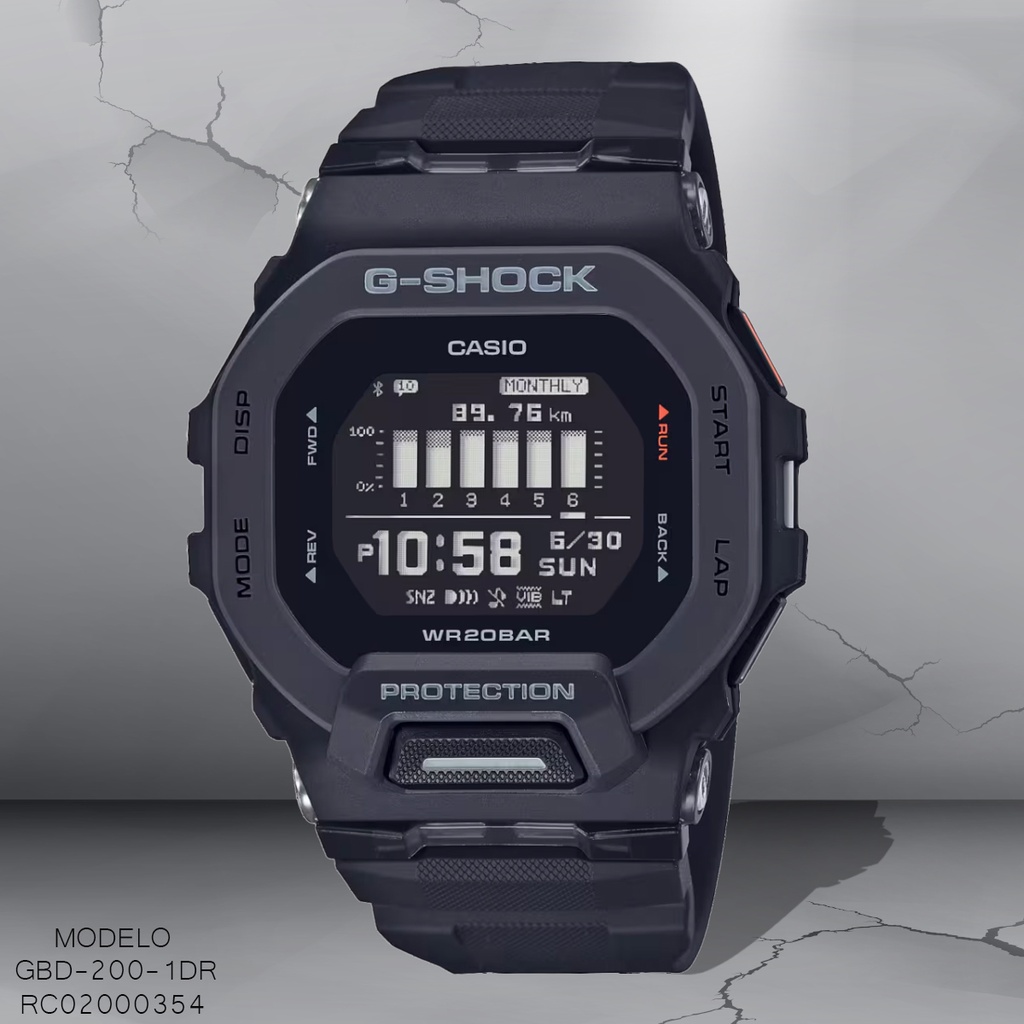 RELOJ CASIO G-SHOCK DIGITAL C/BLUETOOTH CAB GBD-200-1DR NEGRO