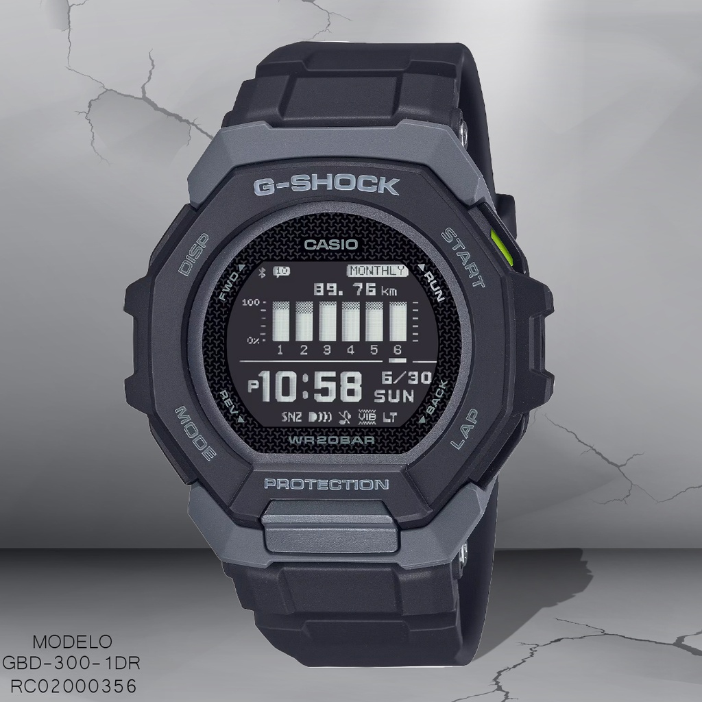 RELOJ CASIO G-SHOCK DIGITAL CAB GBD-300-1DR SILICON NEGRO