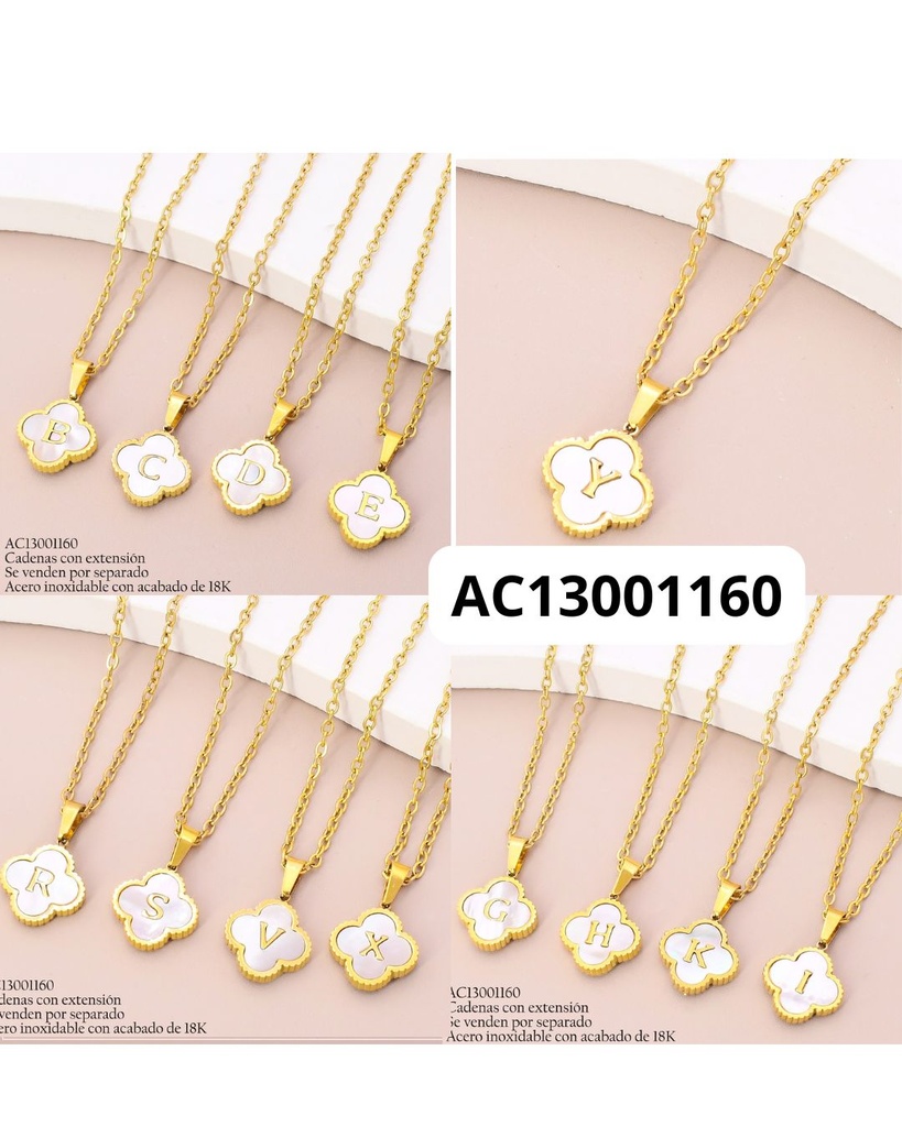 CADENAS DOR VAN CLEER NACAR INICIALES  (ACERO INOX. ACABADO 18K.) P25070035