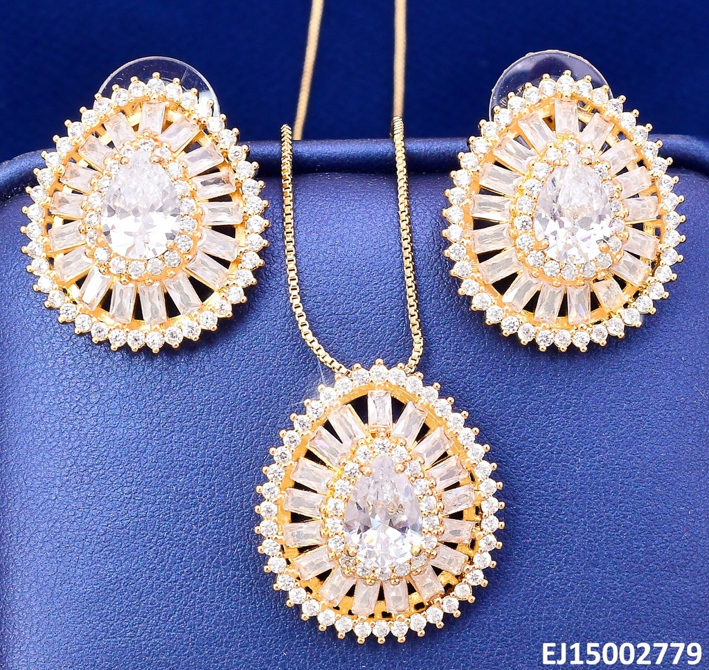 SET DORADO GOTA ZIRC RECT/RD/OVALADA SE1210-6