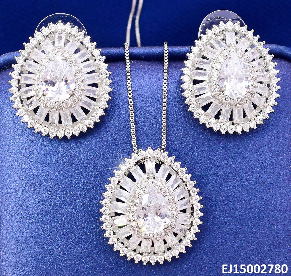 SET PLATEADO GOTA ZIRC RECT/RD/OVALADA SE1211-6