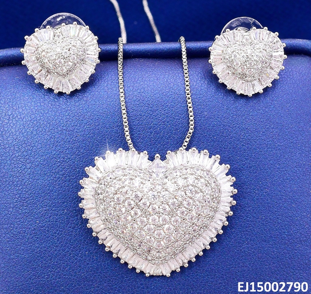 SET PLATEADO CORAZON ZIRC RD/ BORDE ZIRC RECT. SE1201-6