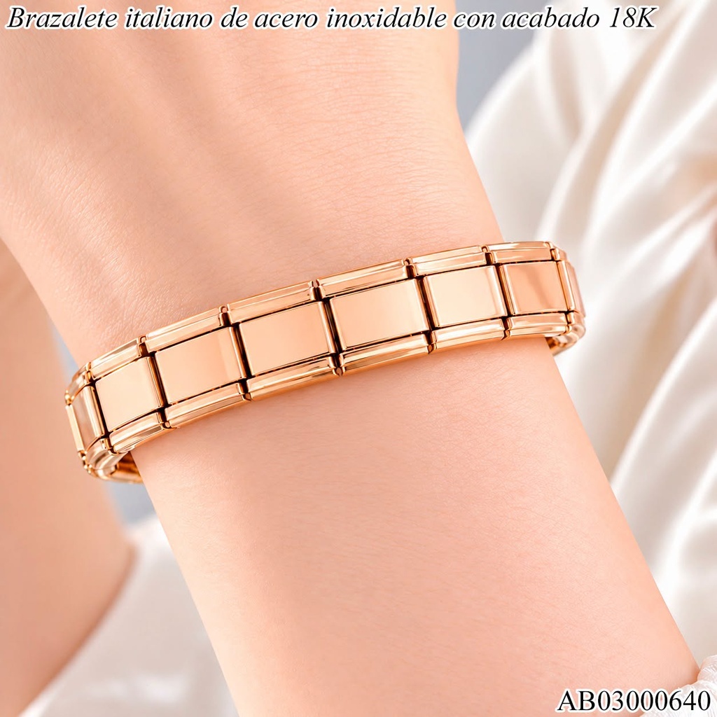 BRAZALETE ITALIANO ROSE GOLD ACERO INOX.20CM