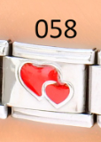 CHARM ITALIANO SILVER ACERO INOX. 9*10MM CORAZON ROSA