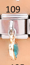 CHARM ITALIANO SILVER ACERO INOX. 9*10MM C/CORAZON AZUL