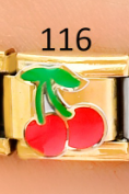 CHARM ITALIANO GOLD ACERO INOX. 9*10MM CEREZAS
