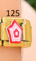 CHARM ITALIANO 18K ACERO INOX.9*10MM ESTRELLA FUCSIA