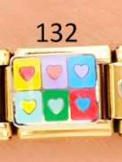 CHARM ITALIANO 18K ACERO INOX.9*10MM CUADROS CORAZON