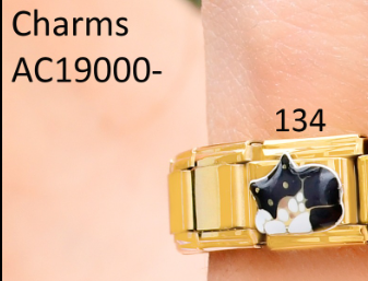 CHARM ITALIANO 18K ACERO INOX.9*10MM GATITO