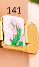 CHARM ITALIANO 18K ACERO INOX.9*10MM TULIPANES2