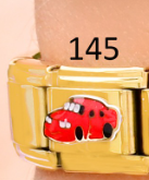 CHARM ITALIANO 18K ACERO INOX.9*10MM CARRO ROJO